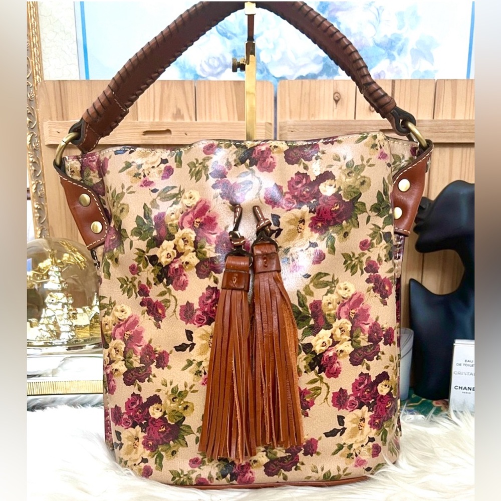 Patricia Nash Vintage Floral Leather Bag with Detachable Crossbody Strap